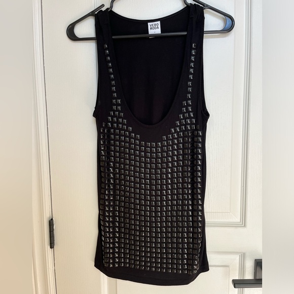 Vero Moda black tank top with black studs-Size small - Picture 1 of 9